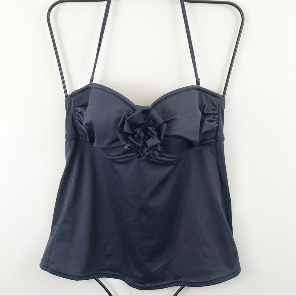 J. Crew Black Floral Appliqué Tankini Top